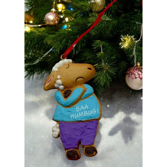 Hallmark Christmas Ornament Baa Humbug Sheep Cookie Style Tree Trimmer 1988 - Picture 1 of 6
